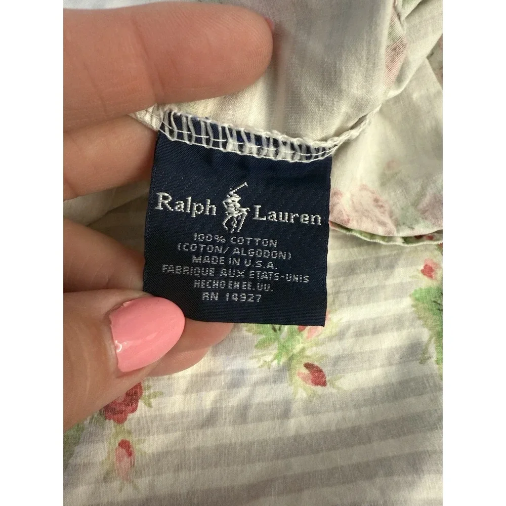 RARE Ralph Lauren Emma Striped King Comforter & 2 Ruffle Shams Floral Bedroom